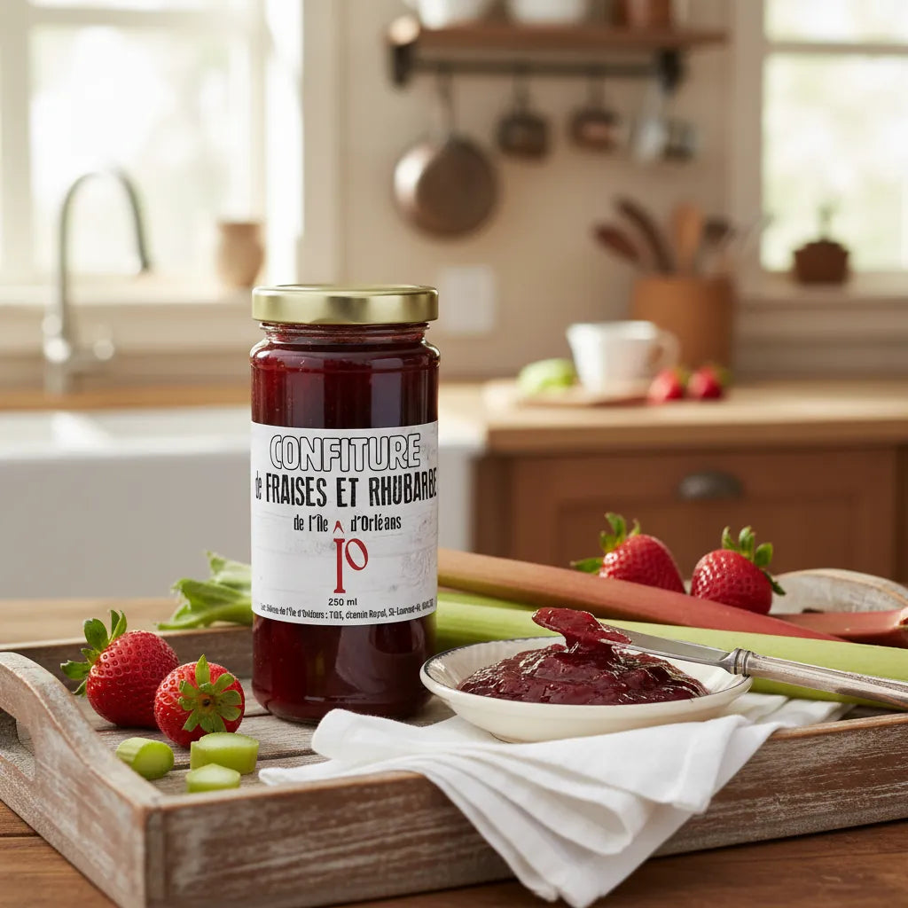 Confiture aux fraises et rhubarbe