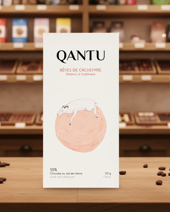 Tablette de chocolat au lait de chèvre "Rêve de Cachemire" - Qantu