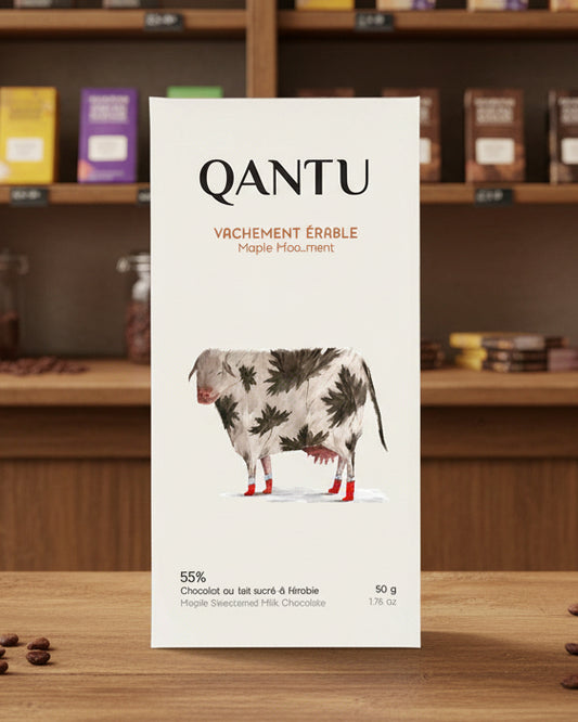 Tablette de chocolat au lait 55% "Vachement Érable" Qantu