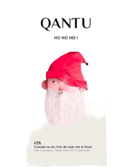 Tablette de chocolat "Ho Ho Ho" au lait 45% et noix de noyer noir - Qantu