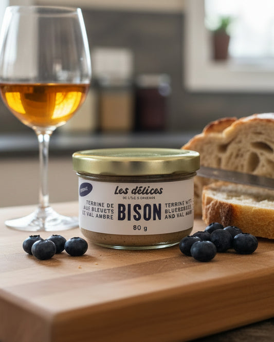 Bison terrine with blueberries and maple wine