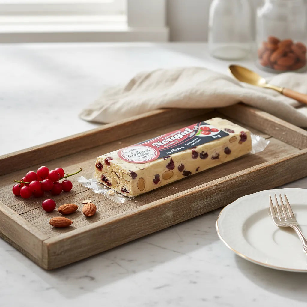 Soft cranberry nougat
